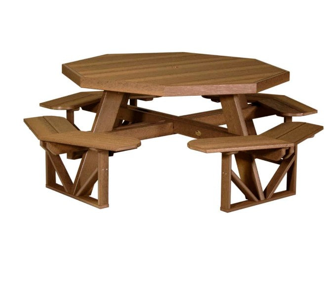 brown picnic table on a white background