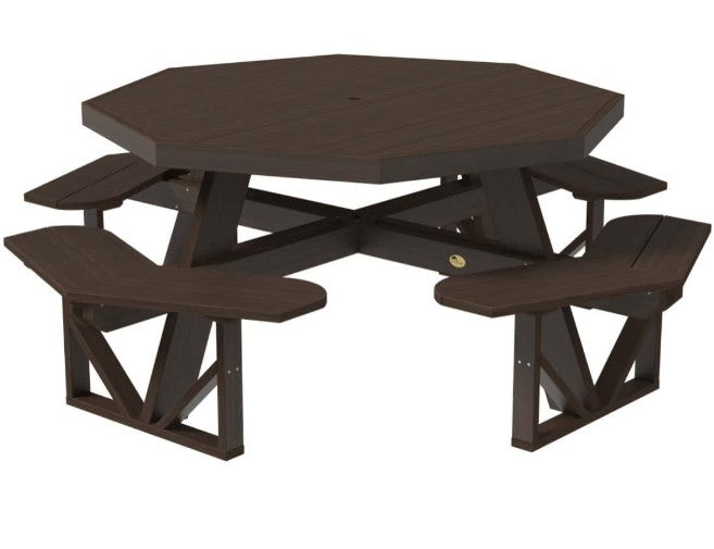  brown picnic table with benches on a white background