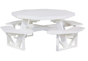 Octagon white picnic table on a white background