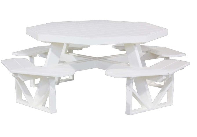 Octagon white picnic table on a white background