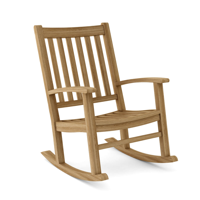 Anderson Teak Palm Beach Rocking Chair on white background.  