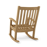 Wooden rocking chair - back view on a white background.