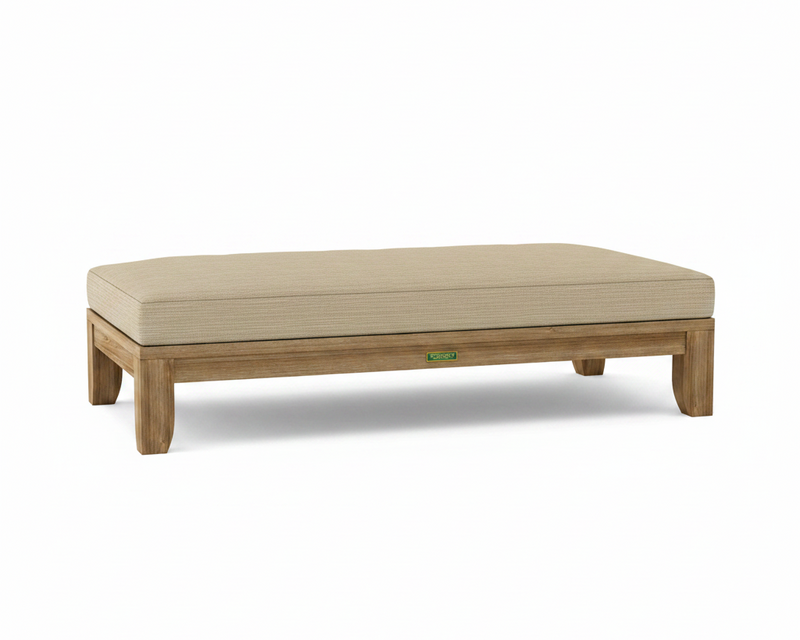 Riviera daybed with dupione sand cushion white background.  