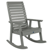 Sequoia rocking chair in coastal teak on a white background.  