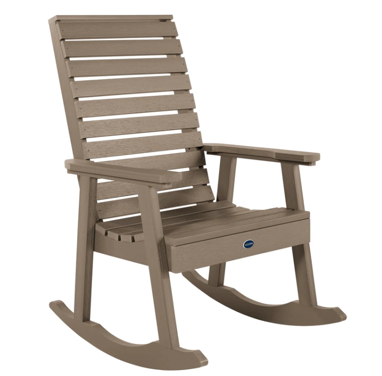 Sequoia rocking chair in woodland brown on a white background.  