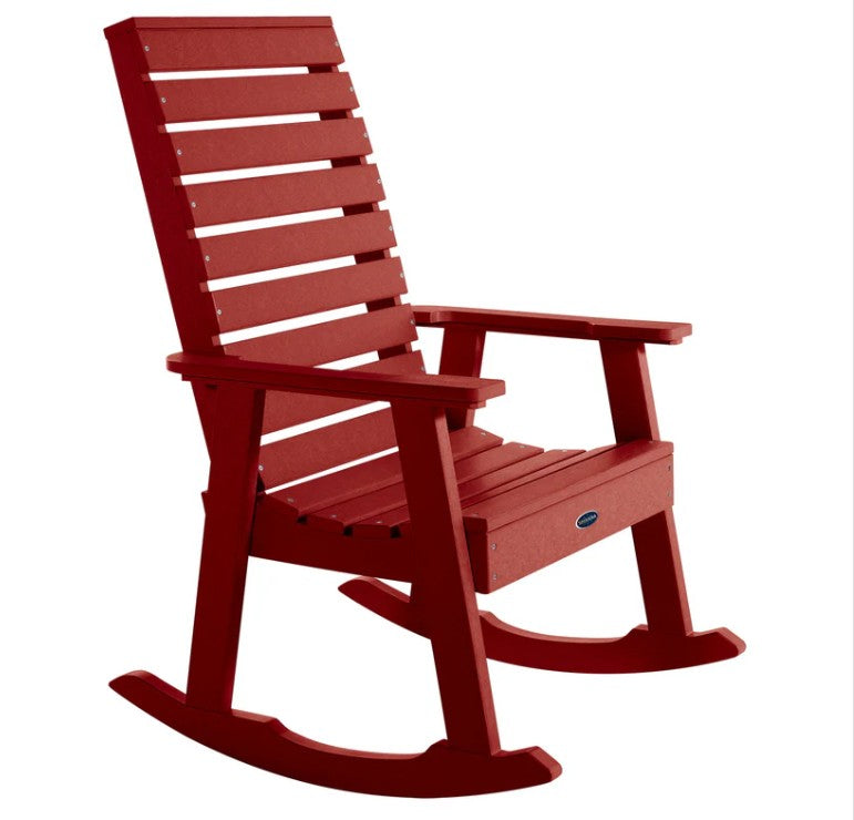 Red rocking chair on a white background