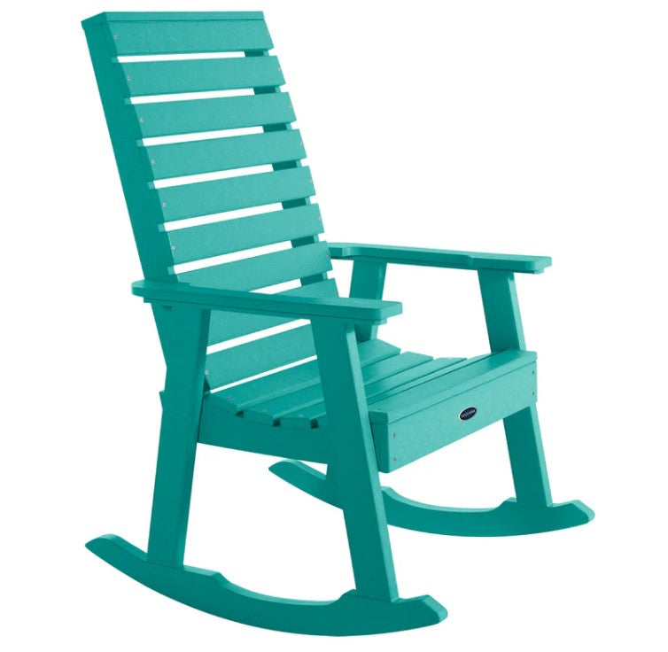 Turquoise rocking chair on a white background