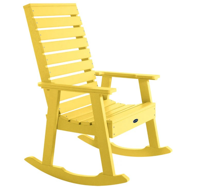 Yellow rocking chair on a white background