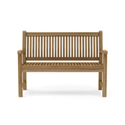 Anderson Teak Sahara 2-seater bench front view on white background.  