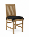 Wooden chair with a black cushion on a white background