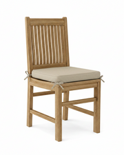 Wooden chair with a cream cushion on a white background