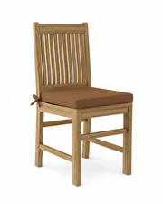 Wooden chair with a brown cushion on a white background