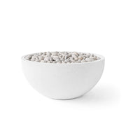 Serenade lightweight natural concrete fire pit with ivory beach stones on a white background.  