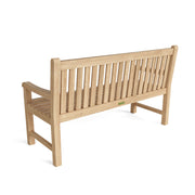 Backview of Anderson Teak bench on white background.  