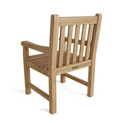 Backview of Anderson Teak classic dining armchair on white background.  