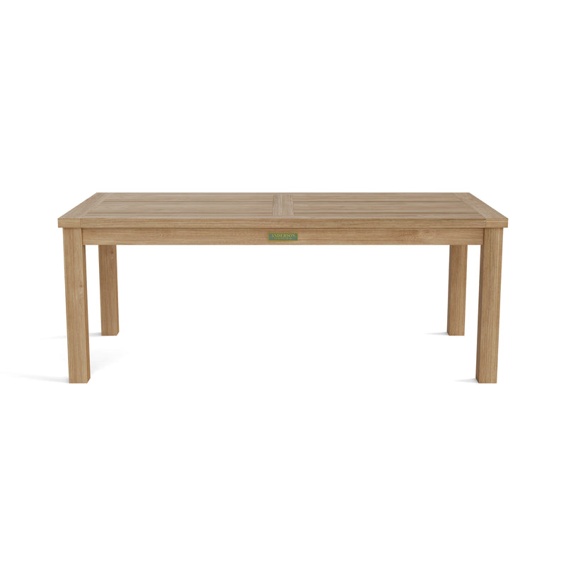 Anderson Teak Bahama rectangular coffee table on white background.  