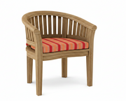 Anderson teak curved dining arm chair with bravada salsa cushion on white background.  