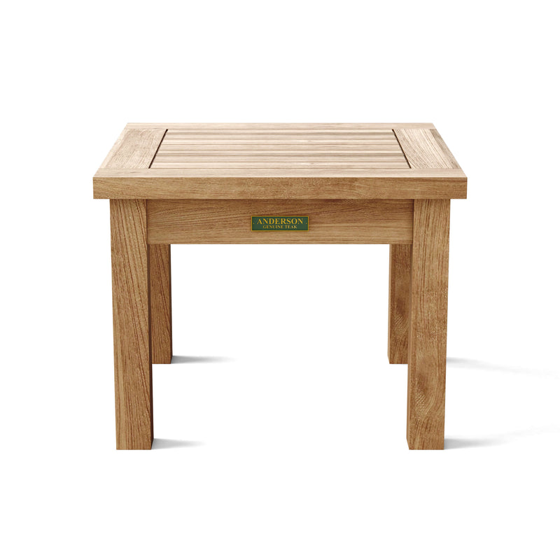 Anderson teak bahama mini side table front view on a white background.  