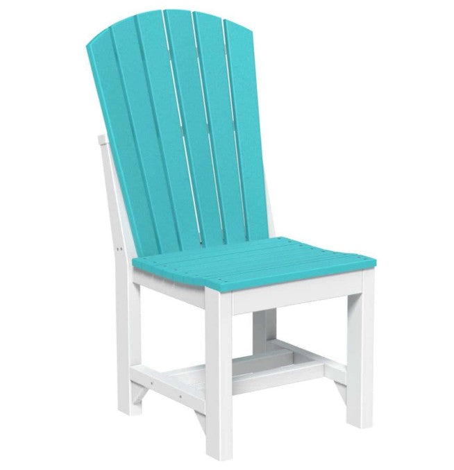 side chair in aruba blue and white on a white background