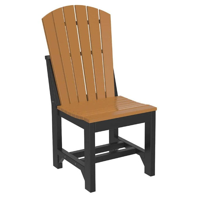 side chair in cedar and black on a white background