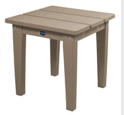 Beige outdoor table with a visible brand logo on a white background