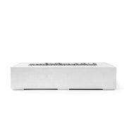 Sonoma 56-inch natural concrete fire pit with slate beach stone on a white background. 