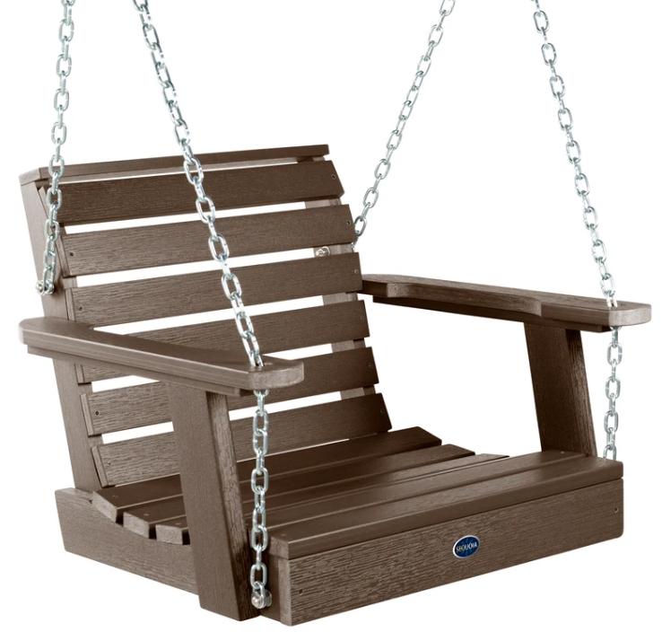 Sequoia single seat swing win weathered acorn on a white background. 
