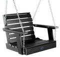 Sequoia single seat swing in black on white background.  