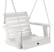 Sequoia single seat swing in white on a white background. 
