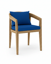 Toscana teak dining chair with pacific cushion on white background.