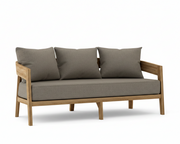 Toscana teak sofa with bliss smoke cushions on a white background.