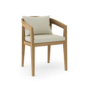 Toscana teak dining chair with natural cushion on white background.