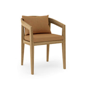 Toscana teak dining chair with teak cushion on white background.