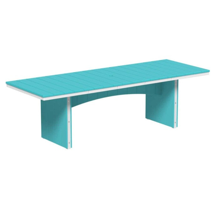 Aruba blue and white urban dining table 3x8 rectangular on a white background.  