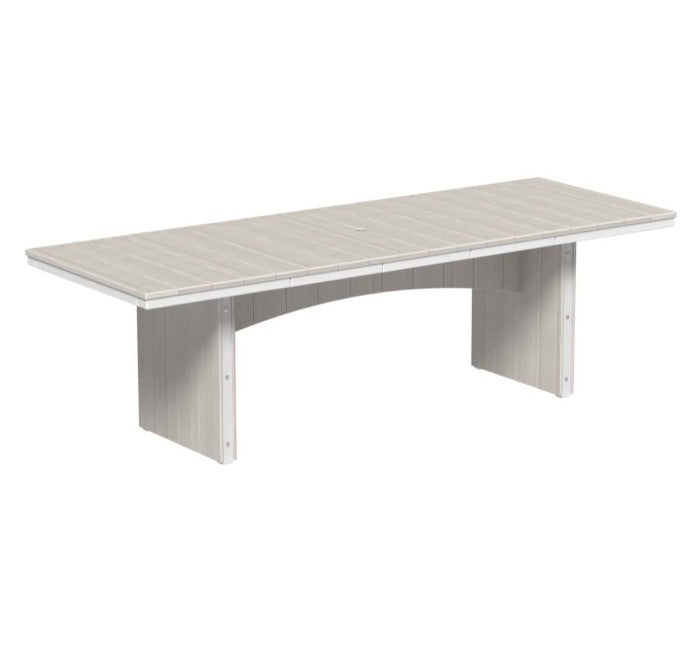Birch and white urban dining table 3x8 rectangular on a white background.  