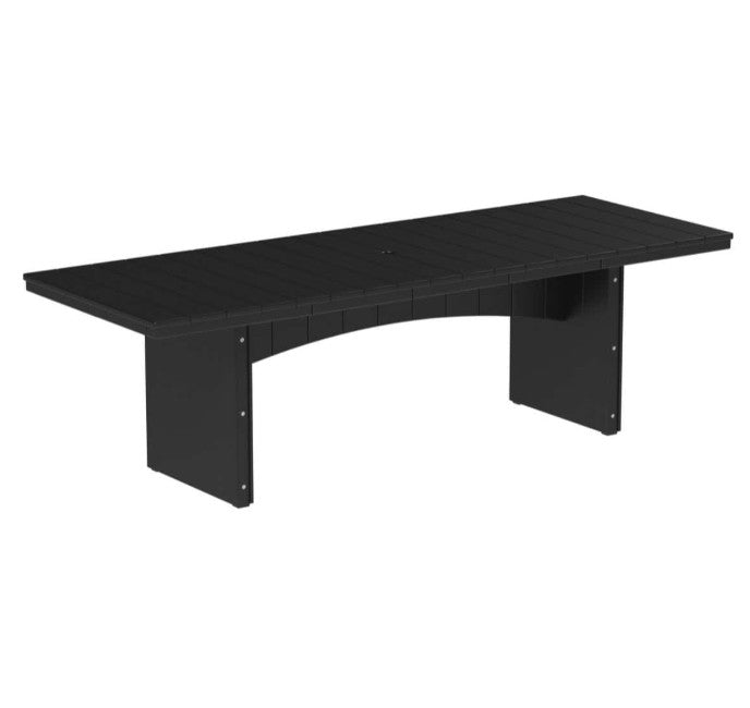 Black urban dining table 3x8 rectangular on a white background.  