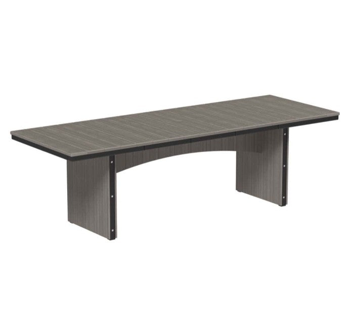 Coastal gray and black urban dining table 3x8 rectangular on a white background.  