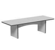 Dove gray and slate urban dining table 3x8 rectangular on a white background.  