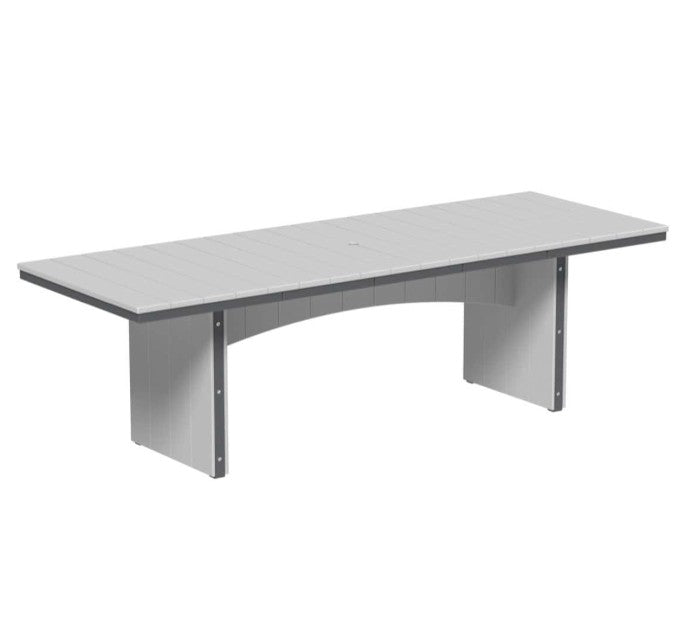 Dove gray and slate urban dining table 3x8 rectangular on a white background.  