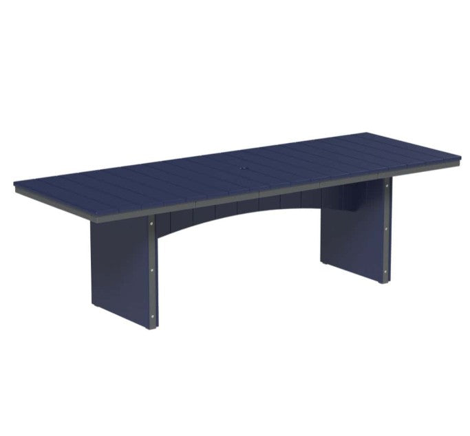 Patriot blue and slate urban dining table 3x8 rectangular on a white background.  