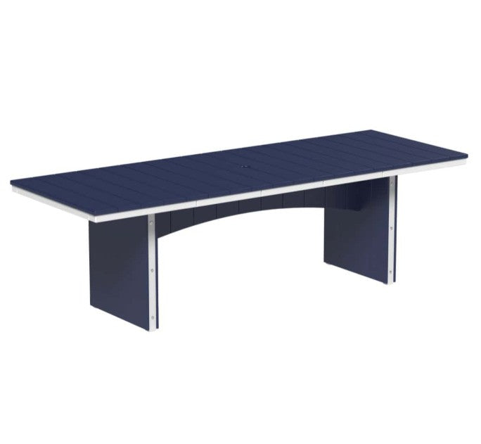 Patriot blue and white urban dining table 3x8 rectangular on a white background.  