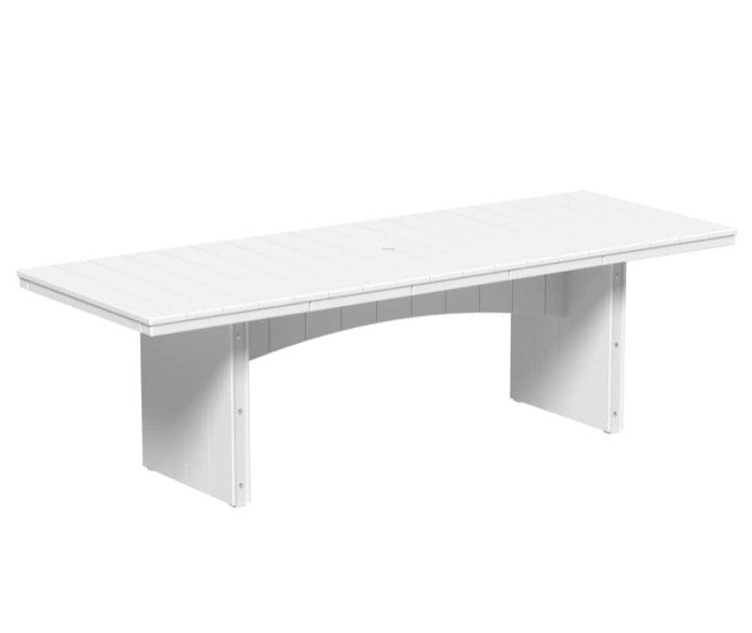 White urban dining table 3x8 rectangular on a white background.  