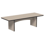 Weatherwood and black urban dining table 3x8 rectangular on a white background.  