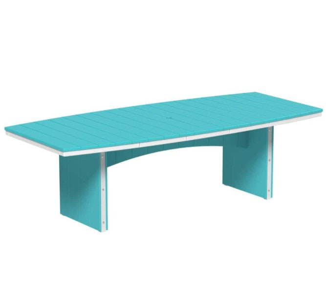 Aruba blue and white urban dining table 4x8 oval on a white background.  