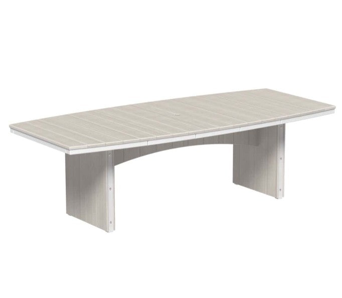 Birch and white urban dining table 4x8 oval on a white background.  