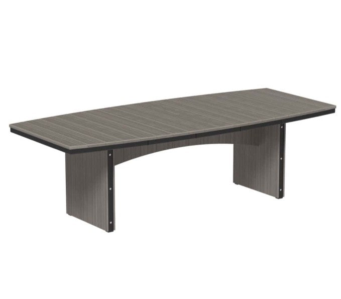 Coastal gray and black urban dining table 4x8 oval on a white background.  