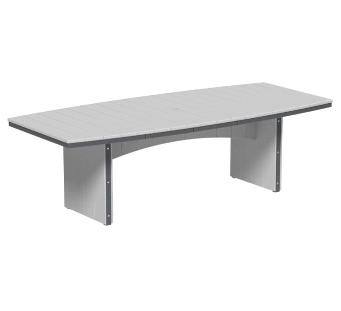 Dove gray and slate urban dining table 4x8 oval on a white background.  