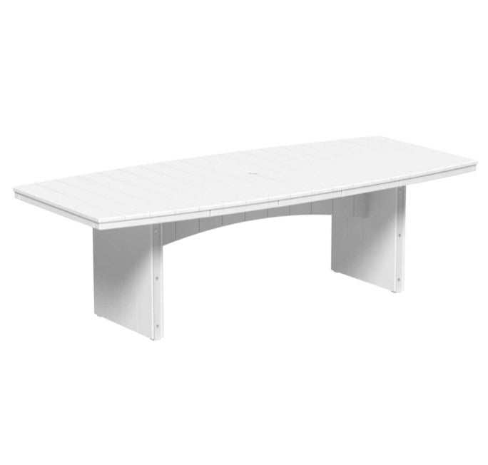 White urban dining table 4x8 oval on a white background.  