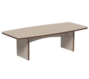 Weatherwood and chestnut brown urban dining table 4x8 oval on a white background.  