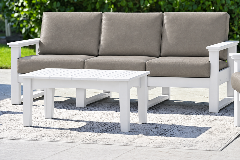 White-frame sofa with Ash Gray cushions
